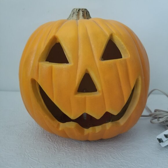 Vintage Gemmy Industries Electric Lighted Smiling Pumpkin Jack-O-Lantern 8.25" - Picture 3 of 11